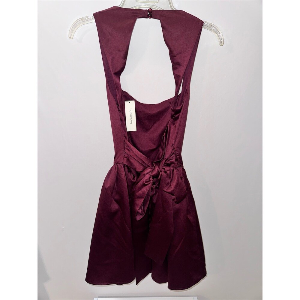 Francesca's Mini Dress Womens Small Burgundy Wine Fit & Flare Open Back